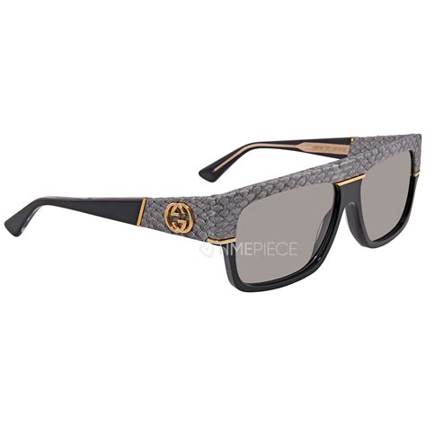 Gucci Grey Rectangular Men's Sunglasses GG0483S00160 